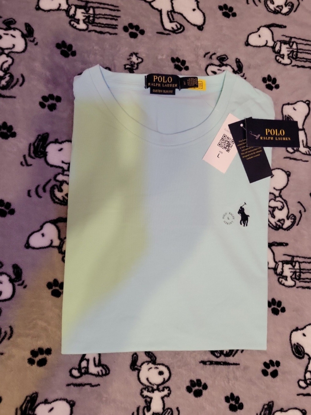 Brand New Polo Ralph Lauren Men's Custom Slim Fit Aqua T-Shirt Size Large